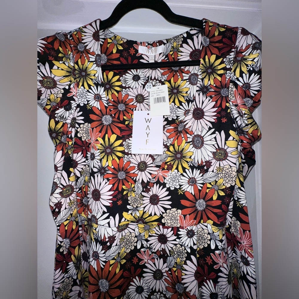 WAYF Black Daisy Dress - Multicolor